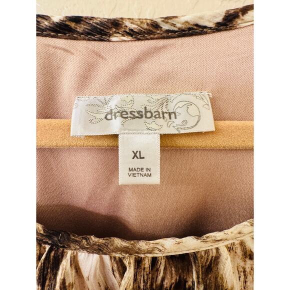 DressBarn Brown Tan Blouse Peekaboo Bell Sleeve Lined Elastic Hip Band Size XL - Picture 11 of 13